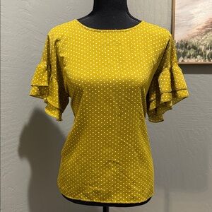 Ann Taylor Factory Yellow Polka Dot Blouse